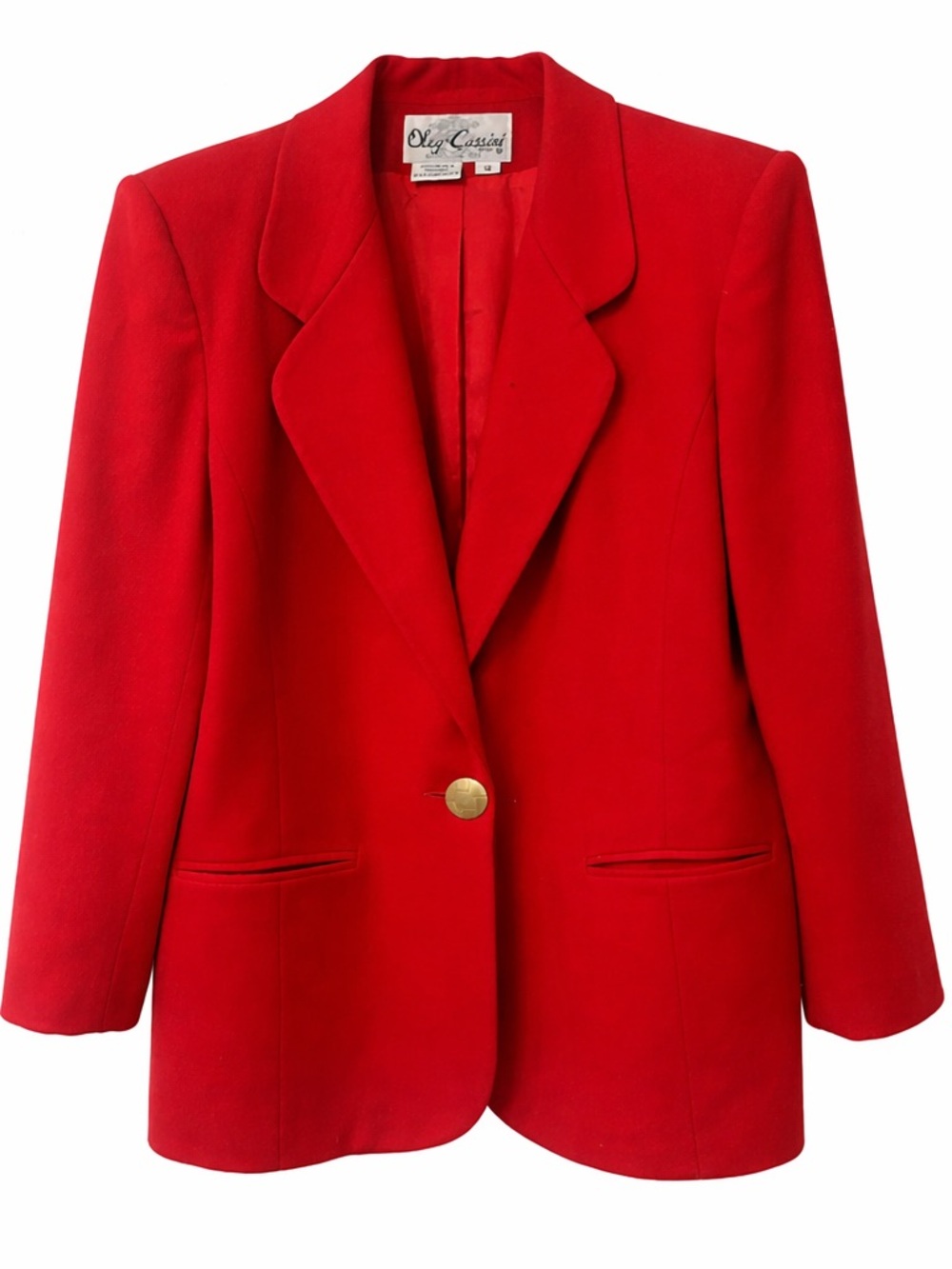 Oleg Cassini Petite 12 Red Wool Coat Jacket Vintage Women Lined Dressy